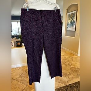 EUC Banana Republic Navy Blue & Red Print Avery Dress Pants/Slacks, Size 12